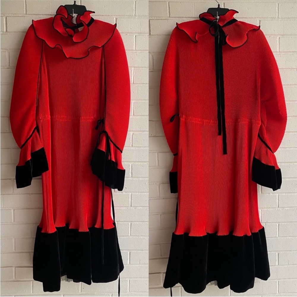 Tory Burch Convertible Pleated Ruffle Velvet Dress - Picture 5 of 13